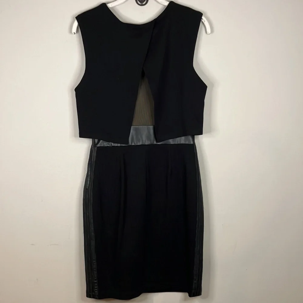 Bailey 44 little black dress with faux leather waist detail mesh back - Picture 4 of 13